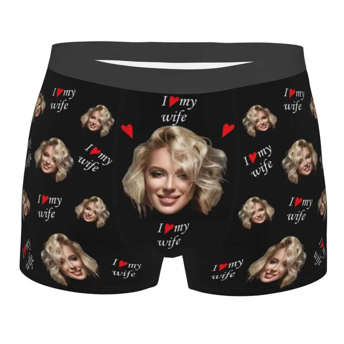 I love my wife. Customized personalized facial photos for my boyfriends gift. Mens underwear boxing shorts underwear soft underwear X241207