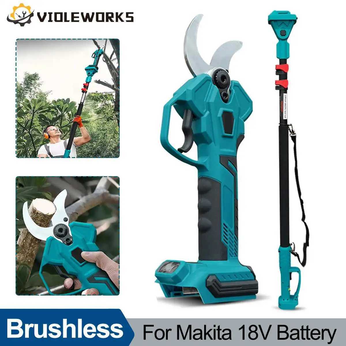 Pruning pliers 2.4m Telescopic Extension Pole 35mm Brushless High Branch Shears Electric Pruner Handheld Orchard Shrub Pruning Branches Cutter z241207