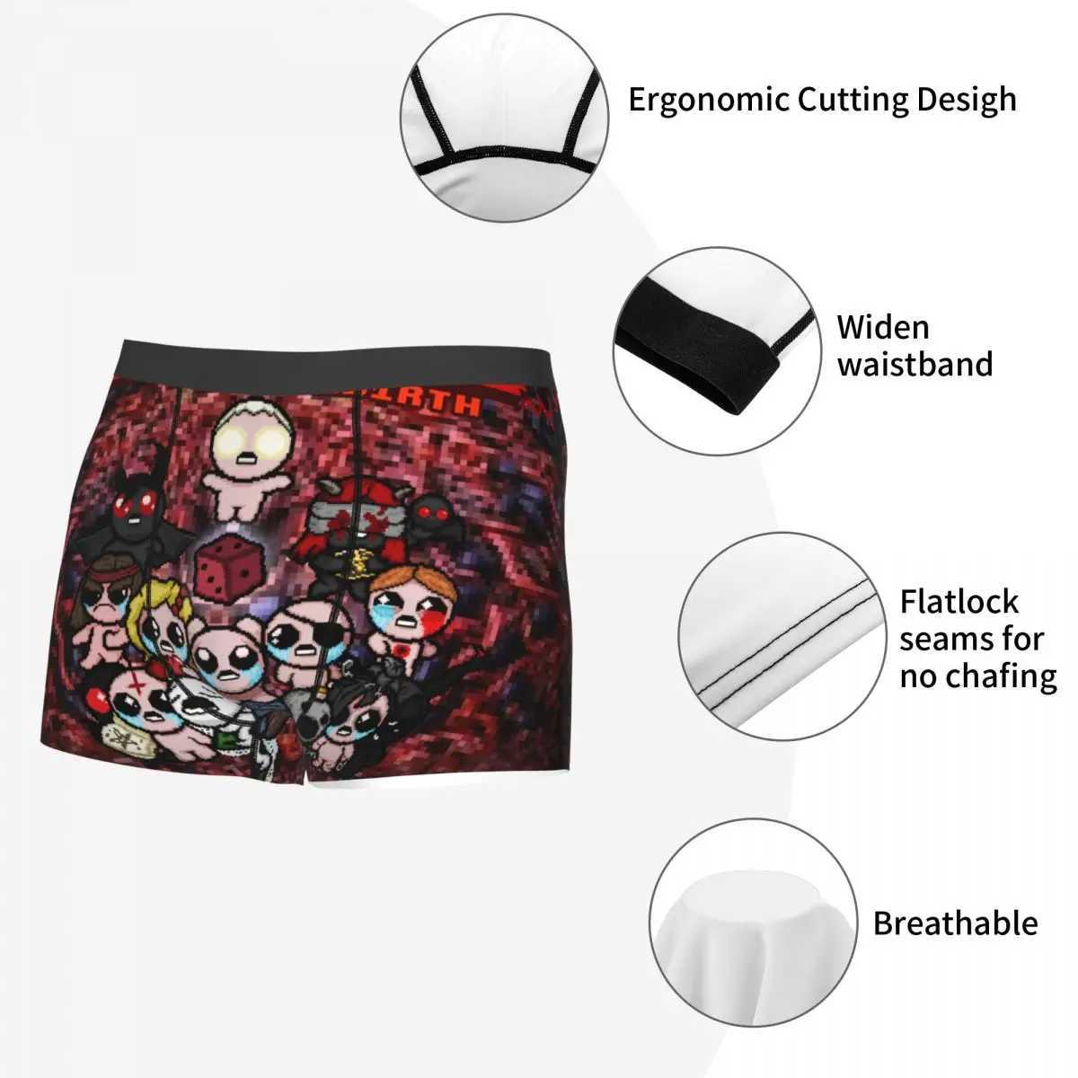 Isaac lingerie mens sexy printed custom video game boxing shorts underwear soft underwear X241207