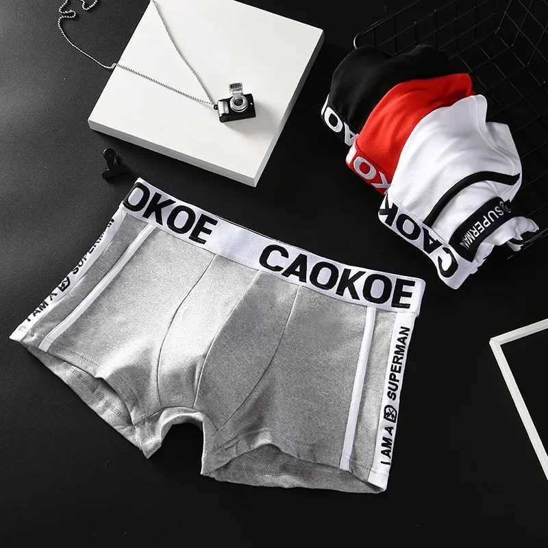 2024 Fashion Mens Underwear Boxer Elasticity Solid Shorts Brand Shorts Underwear Mens Cotton Breathable Shorts X241207