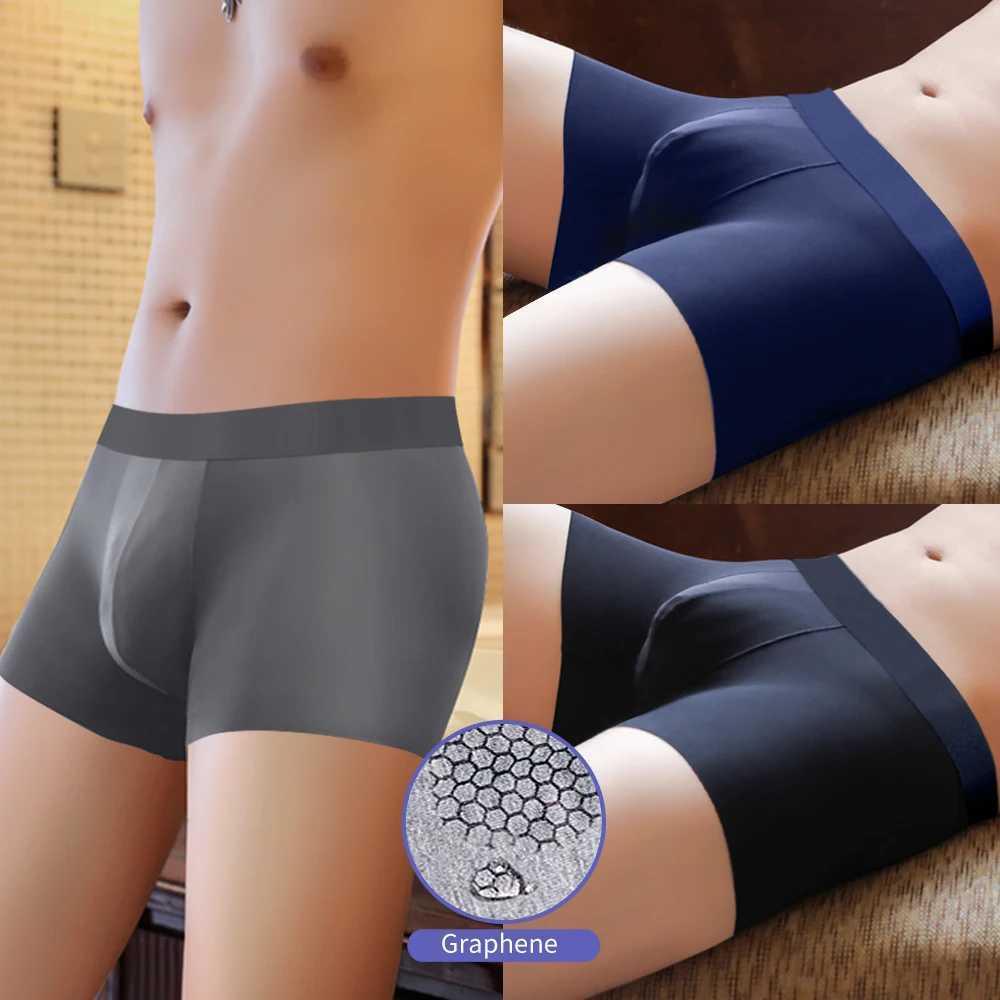 Brand Mens Underwear Graphene 3A Antibacterial Underwear Ice Silk Mens Boxing Shorts Moisture Absorbing Elastic Mens Underwear X241207