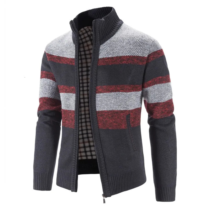 Mens knitted cardigan wool sweater casual sweater fashion patch work knitted cardigan wool sweater jacket 241205
