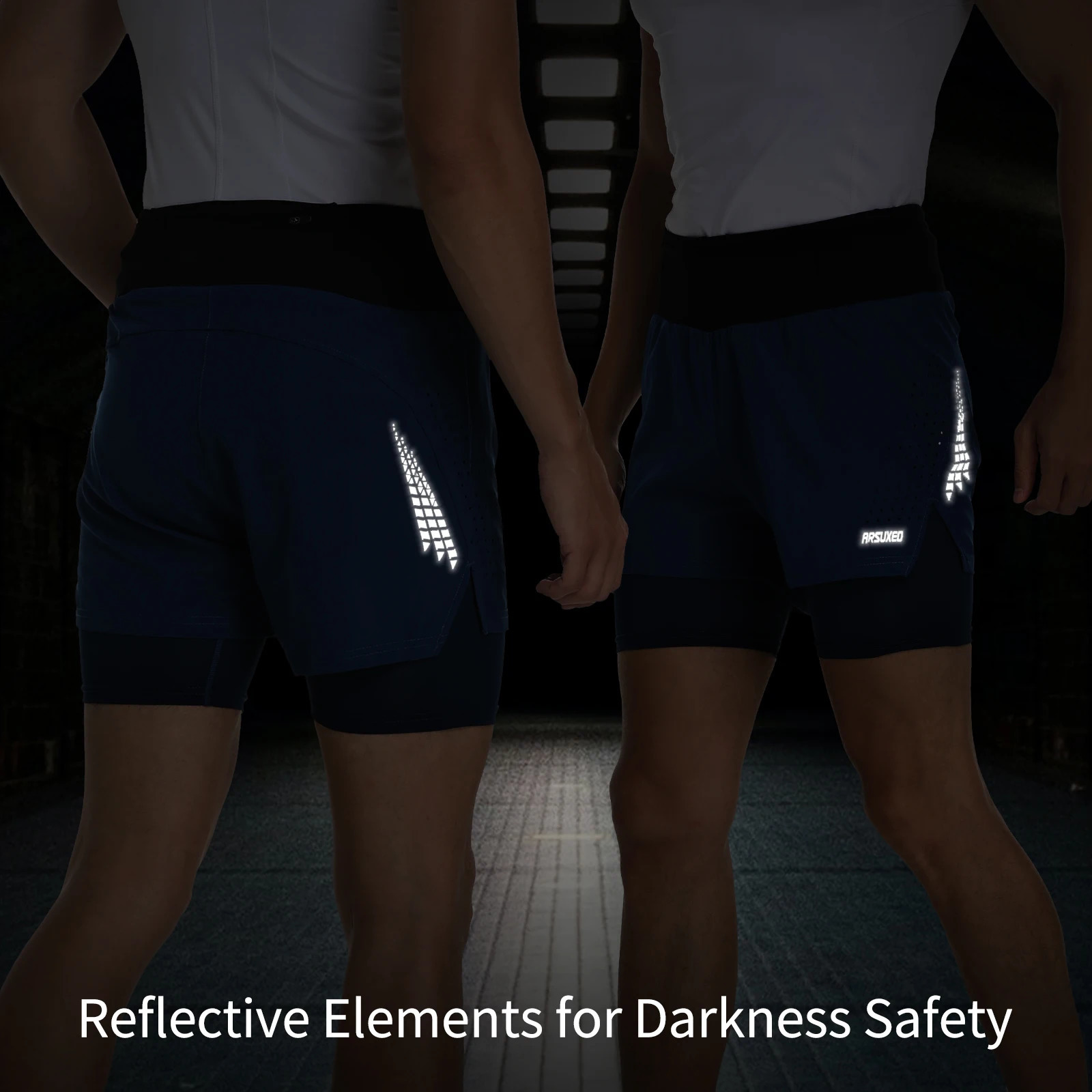 ARLUXEO Mens Trail Running Shorts Sweatshirt 2-in-1 Package Pocket Gym Training and Exercise Shorts B233 241206