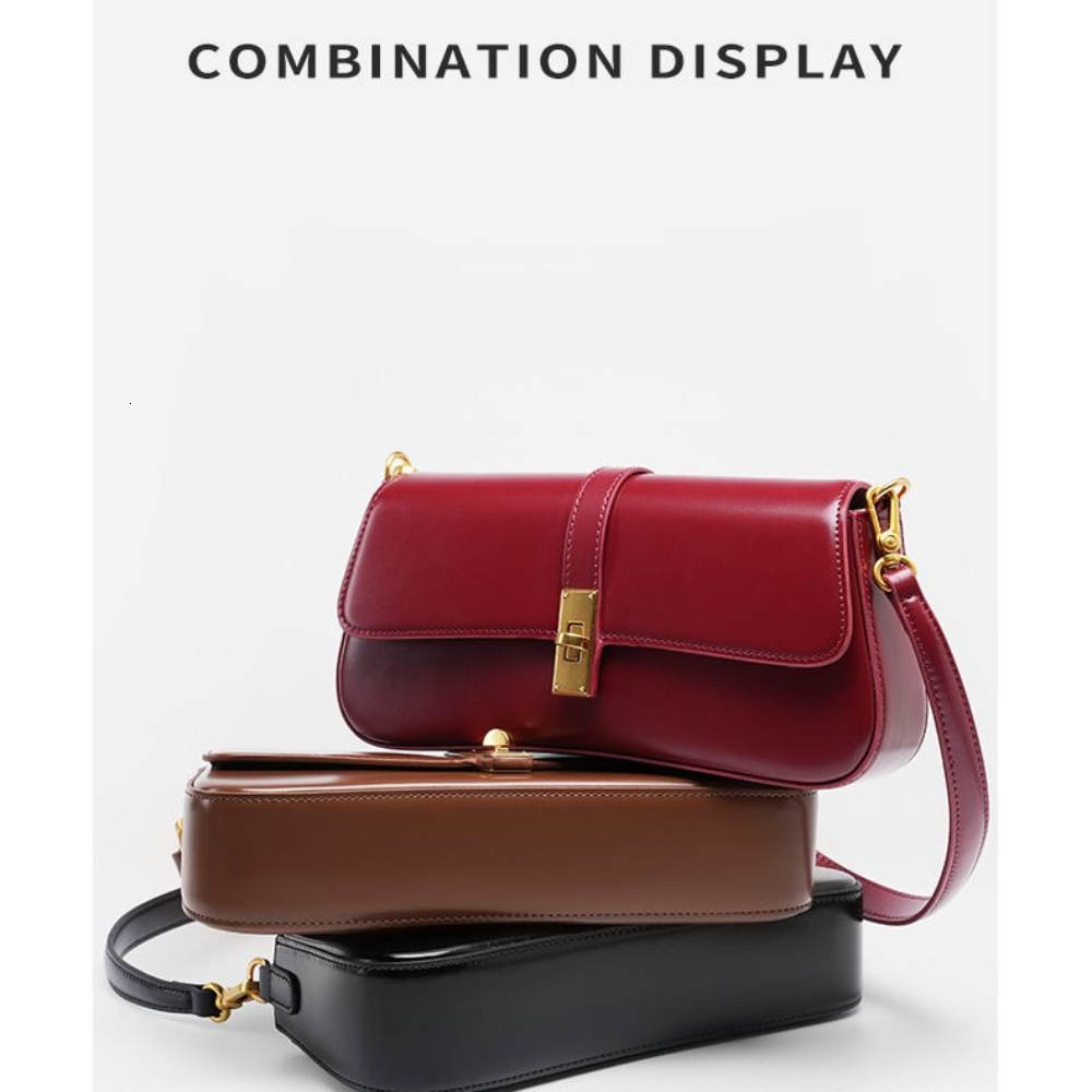 New Designer's Fashionable High-quality Retro Fashion Leather Handbag Underarm Rectangular Bag