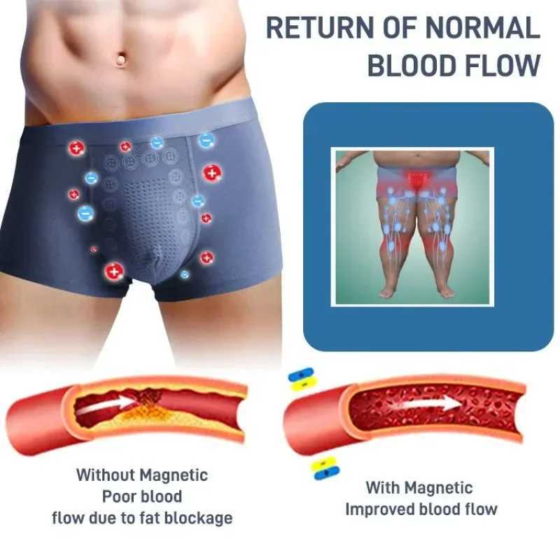 Mens magnetic therapy underwear for quick drying breathable body massage waist short particles X241207