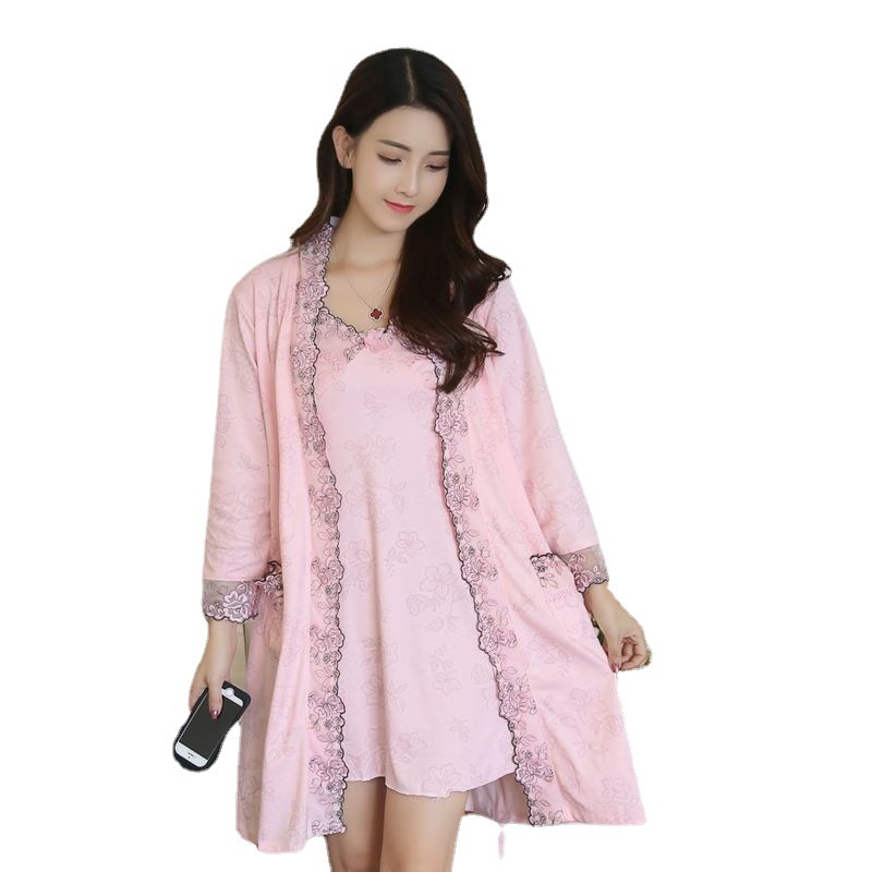 2025 Designer s new fashion sauna room elegant hotel women s two piece set plus fat pajamas long sleeved loose bathrobes