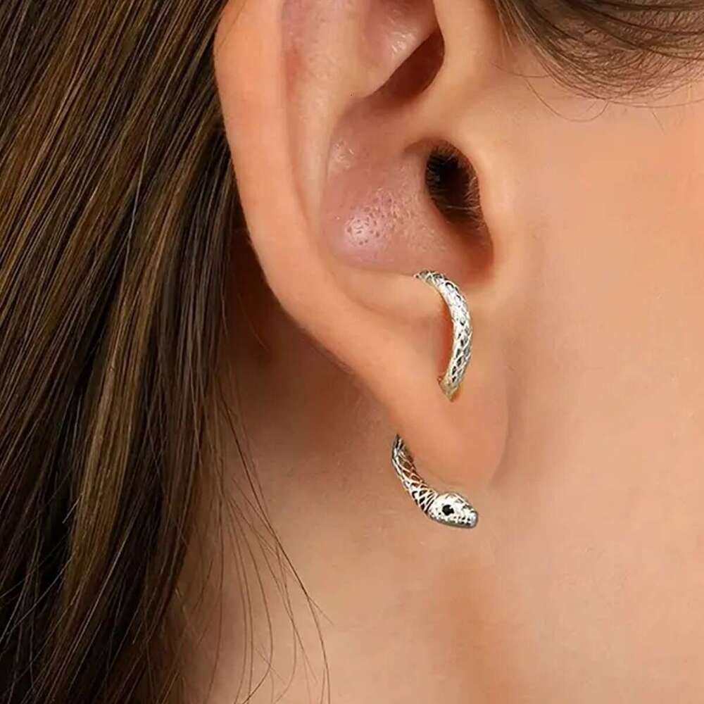 Trendy, exaggerated, simple, fashionable, snake shaped earrings, fun, niche animals, women's exquisite and earrings