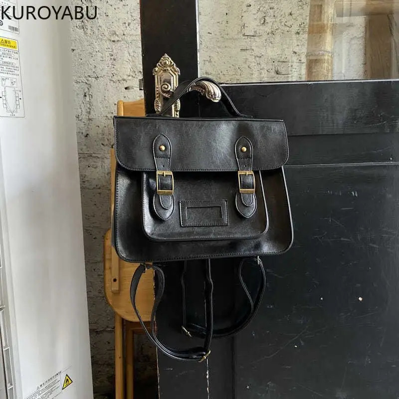 ly arrived college student school backpack solid color PU leather Kpop large capacity sweet retro Bolsa Feminina 241206