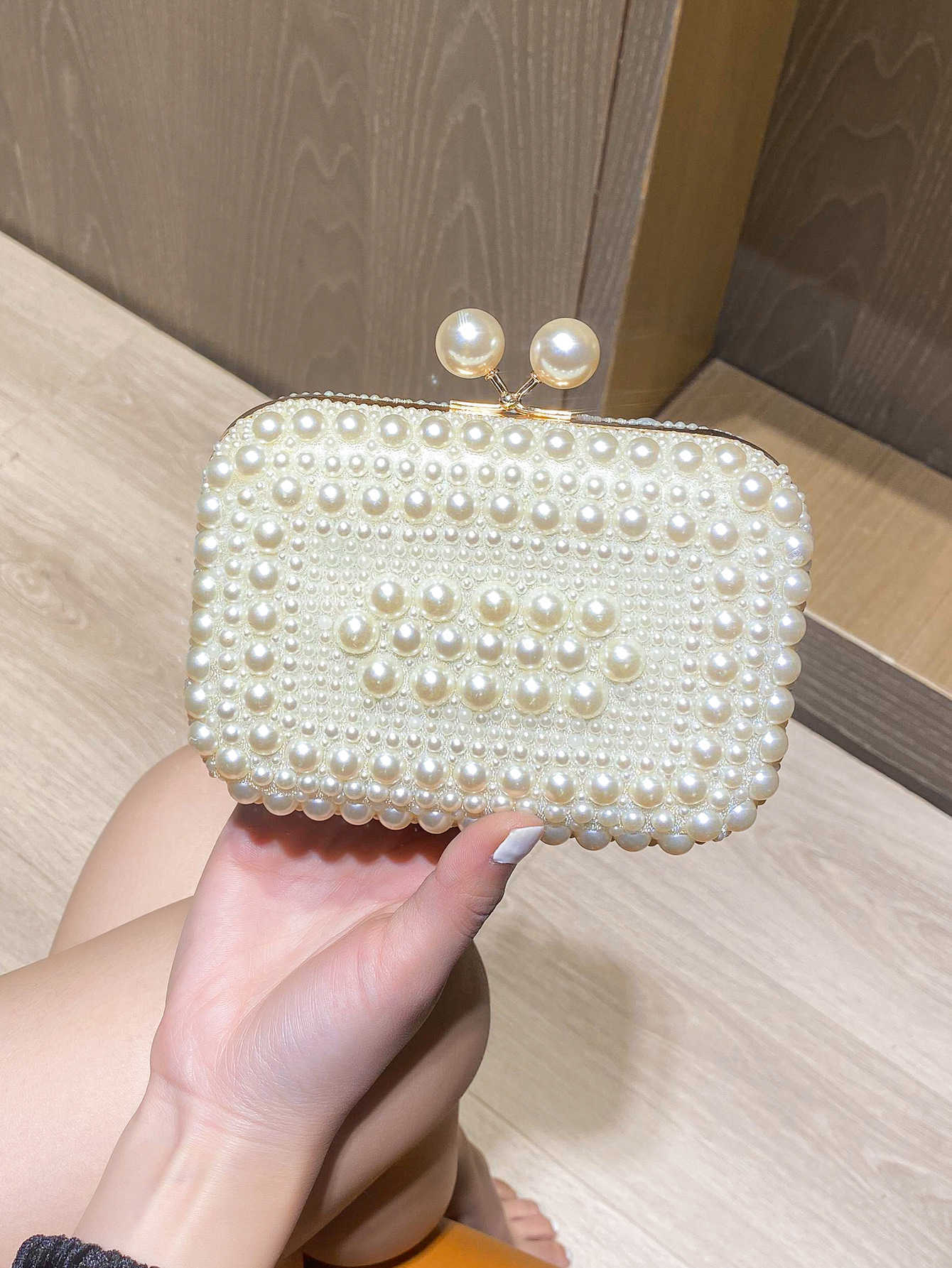 Clutch Bag New Ladies High-end Pearl Handbag Princess Party Dress Dinner Bag Fashionable and Simple Square Handbag 240920