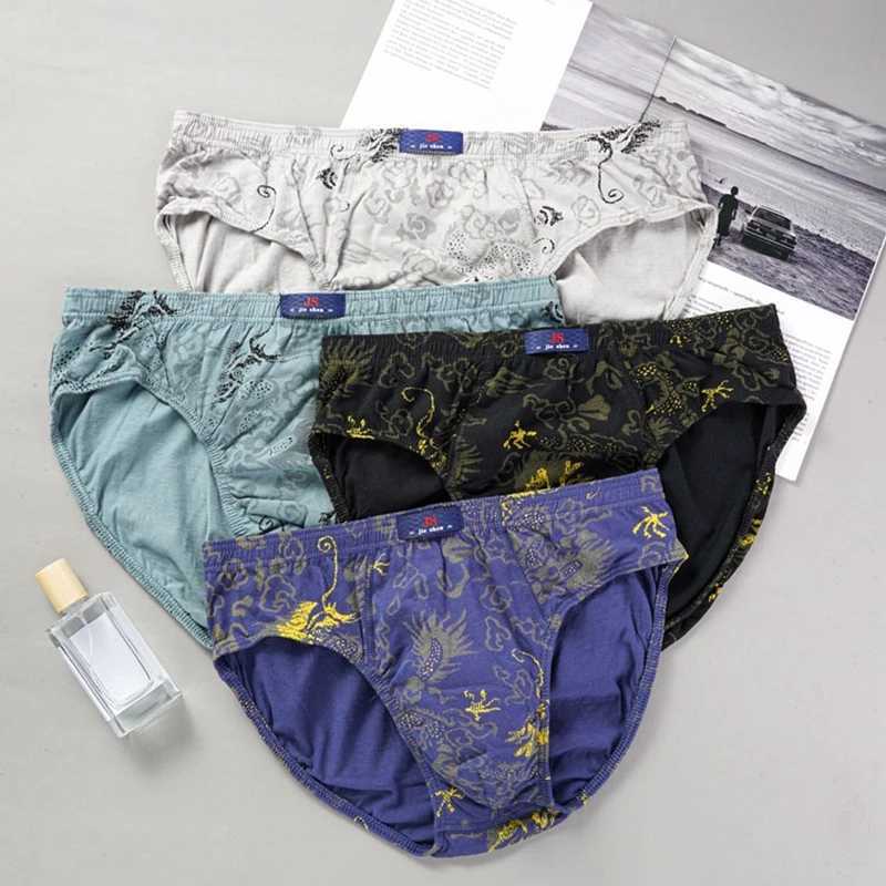 2 pieces/batch of 100% pure cotton mens printed underwear loose size underwear moisture absorbing and breathable underwear X241207