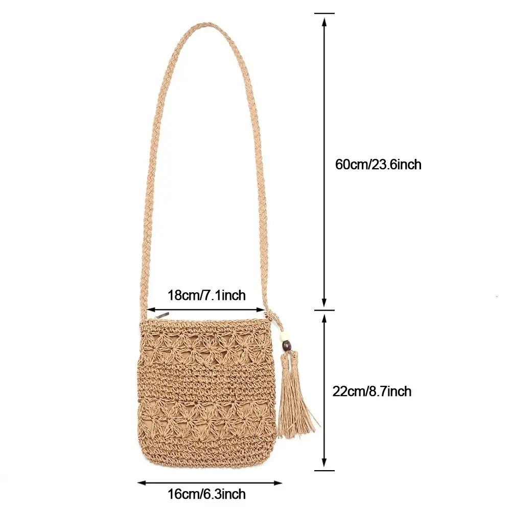 Small Straw Beach Bag for Women Summer Woven Purse Cute Shoulder Womens Mini Crossbody Handbags 241203