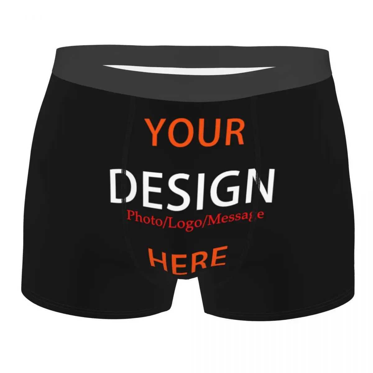 Customize your photo information underwear mens printed DIY design boxing shorts underwear soft underwear X241207