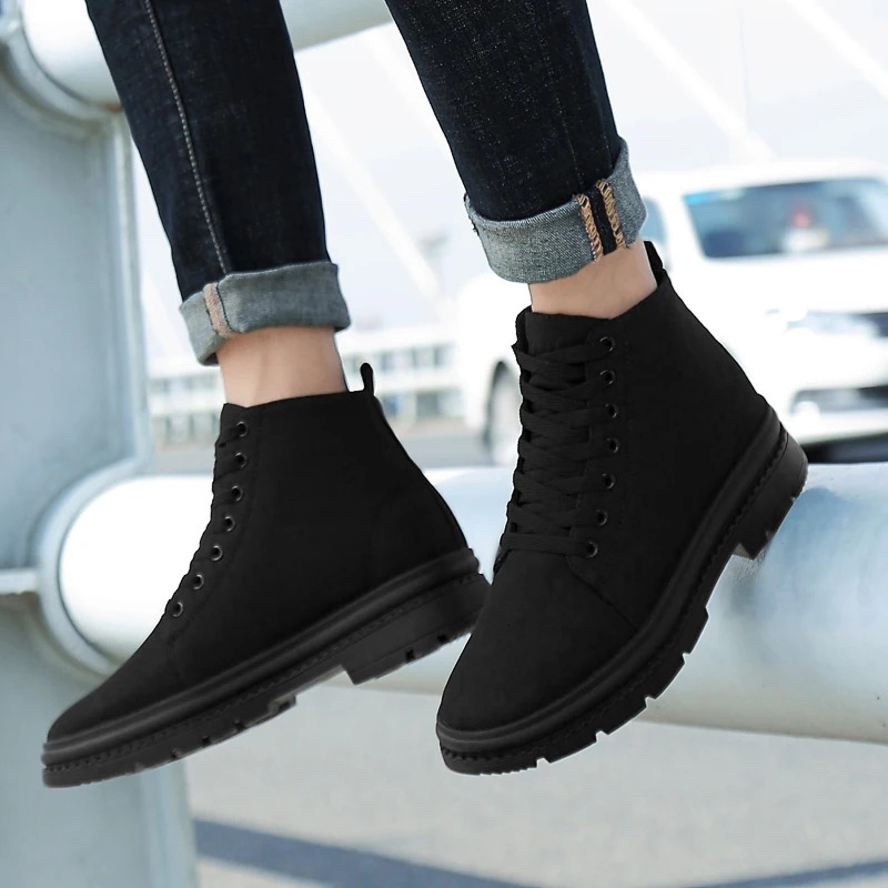 Winter mens boots elevator shoes hidden heels warm canvas mens lifting shoes 8CM 6CM casual lifting sports shoes 241206
