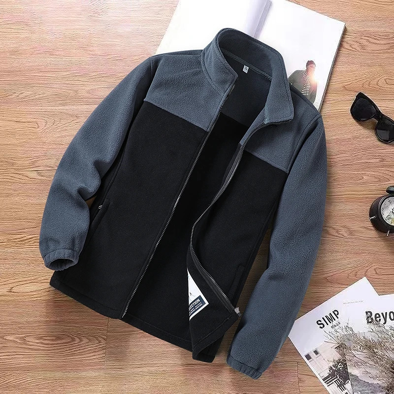 2024 Style Trend Casual Fleece Coats Men Spring Winter Sports Stand Collar Jacket Mens Cardigan Handsome Hoodie 241202