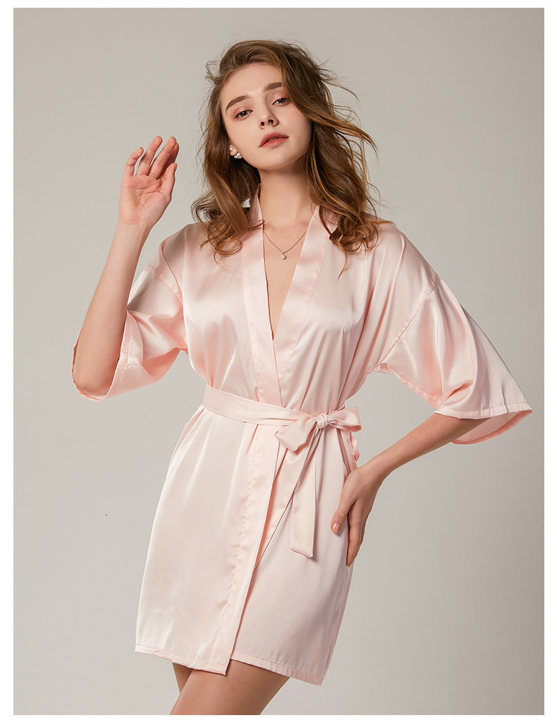 2025 Designer s new sexy plus size satin nightgown fashion long sleeved bathrobe home decor