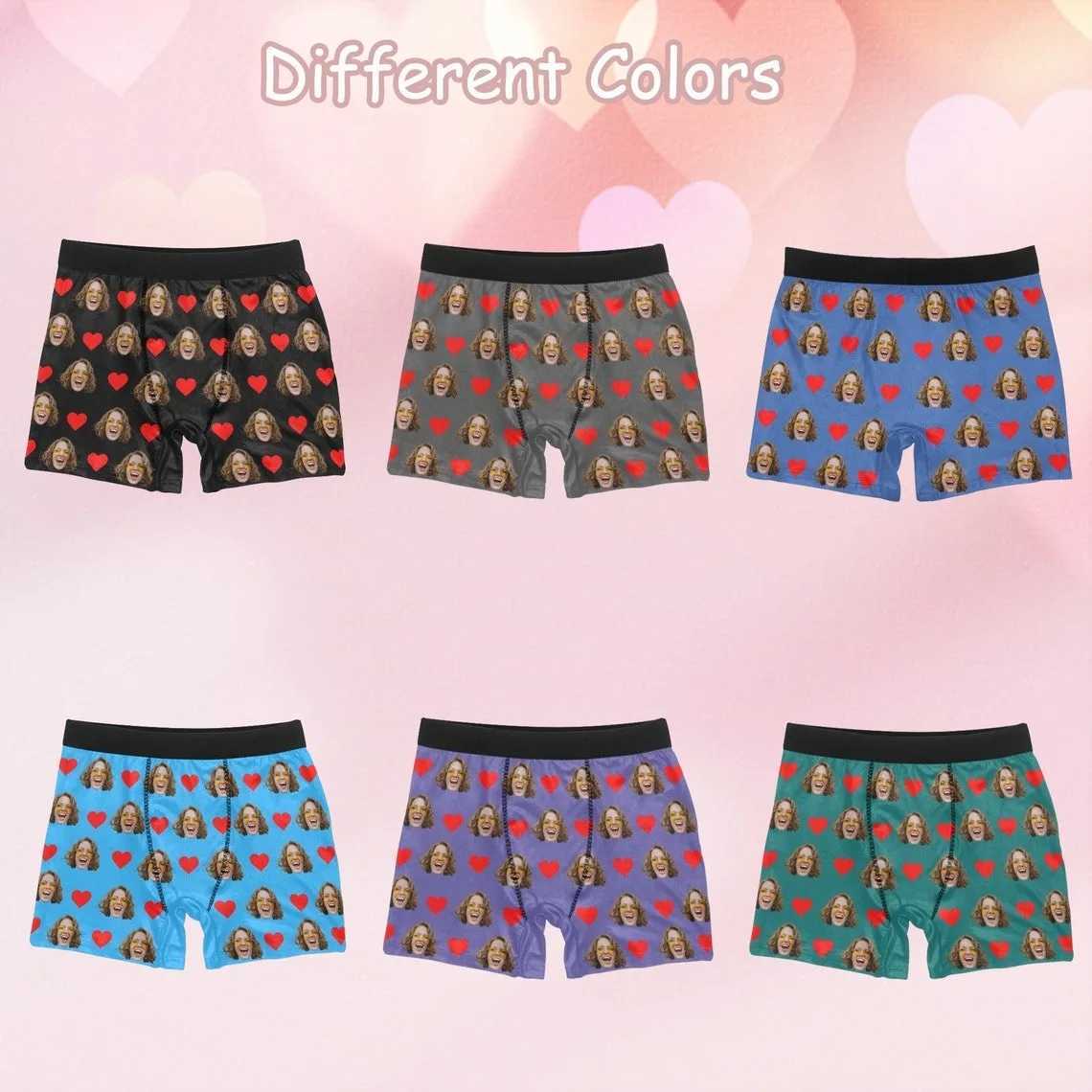 Customized mens facial boxing underwear and socks personalized facial underwear gifts Valentines Day gifts heart-shaped socks X241207