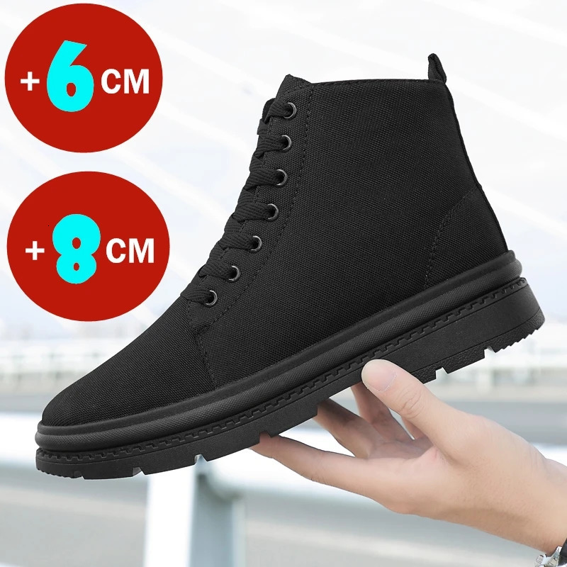 Winter mens boots elevator shoes hidden heels warm canvas mens lifting shoes 8CM 6CM casual lifting sports shoes 241206