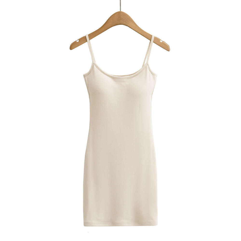 Spicy girl's brushed suspender bottom dress for women in spring 2024, detachable chest cushion, slim fit, inner layer, hip hing short skirt, 2024