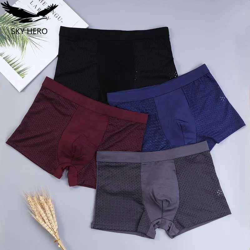 4 pieces/batch mens underwear boxing mens shorts underwear sliding mens sexy pockets classic luggage summer 4xl 5XL 6XL 7XL 8XL X241207