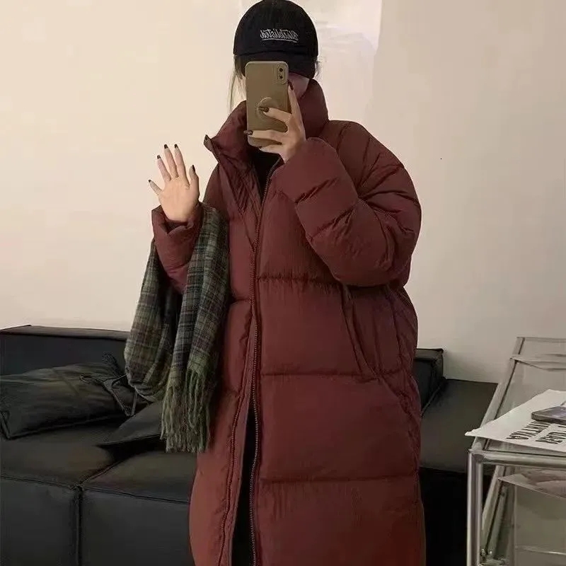 Korean Version Of The Long Cotton-Padded Jacket 2025 New Super-Long Over-The-Knee Thick Warm Couple Women's Winter Coat