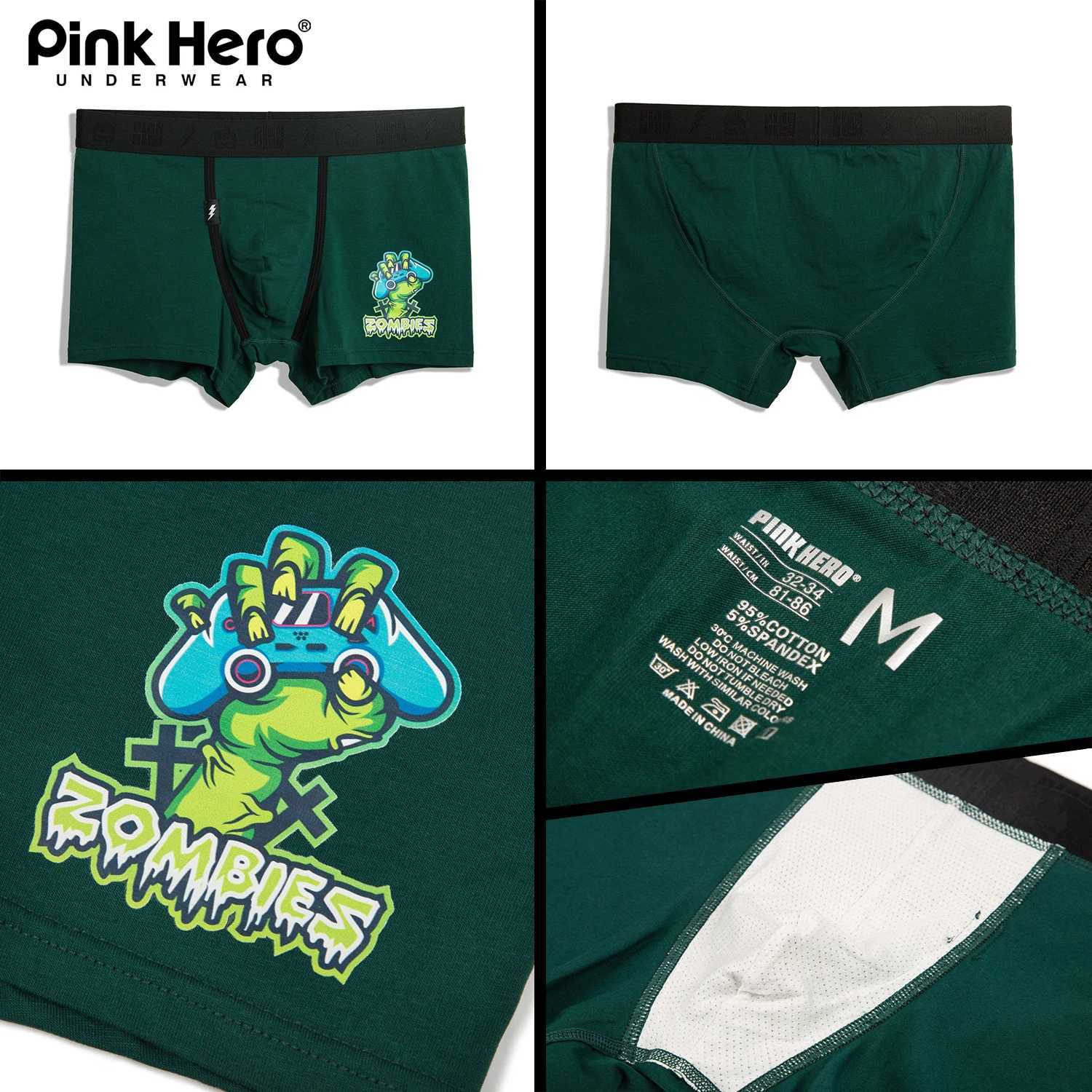 3 pieces of mens boxer dresses PINKHERO 549 innovative printed elastic fashionable comfortable and soft young underwear without rolled Trouser legs X2