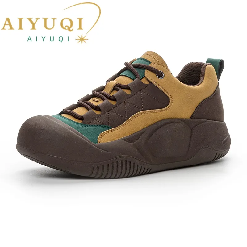 Women Sneakers Retro Spring Fashion Color-Blocked Women Sneakers Large Size Genuine Leather Women Vulcanized Shoes