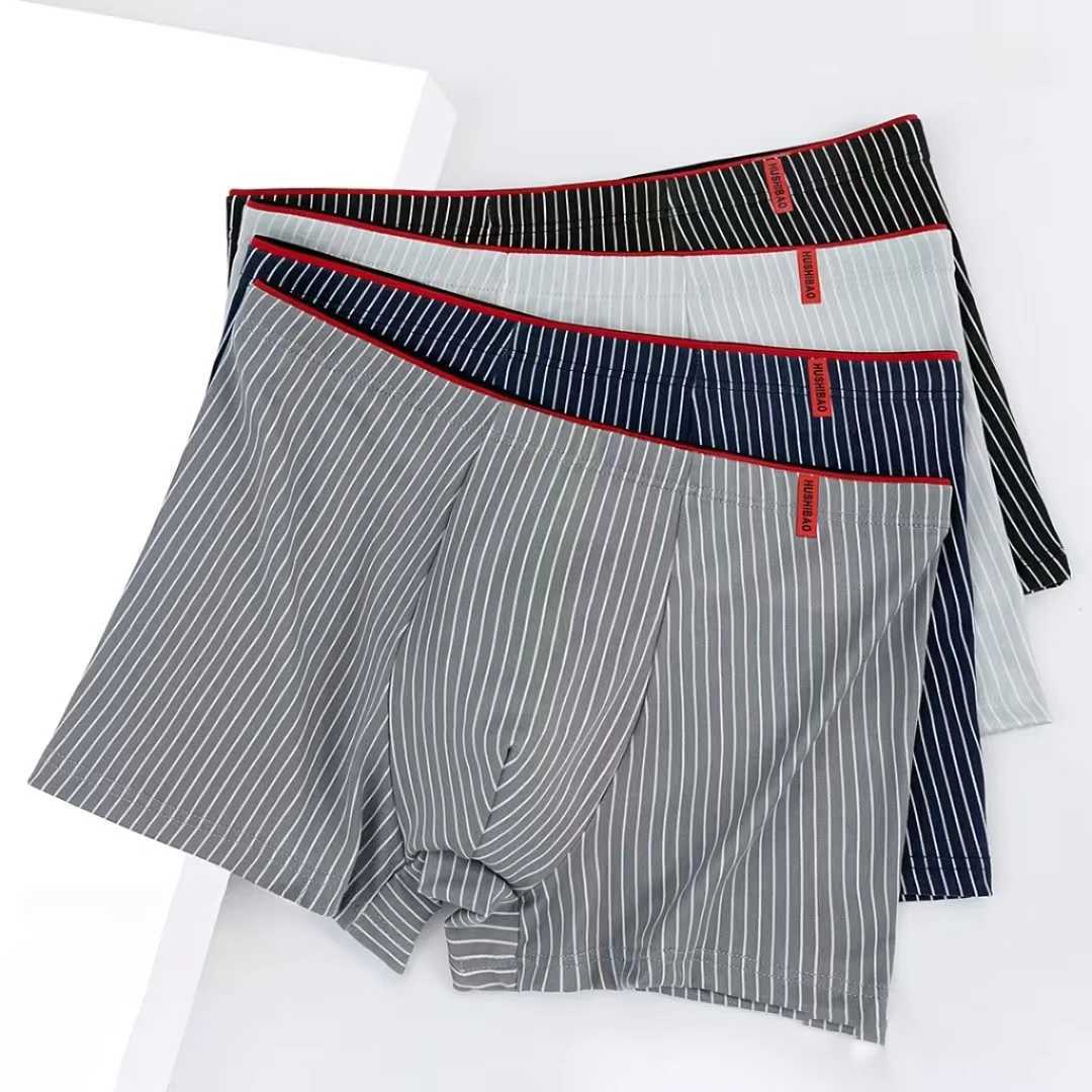 1 piece of mens underwear fashionable boxer shorts striped underwear mens underwear breathable and elastic oversized mens underwear X241207