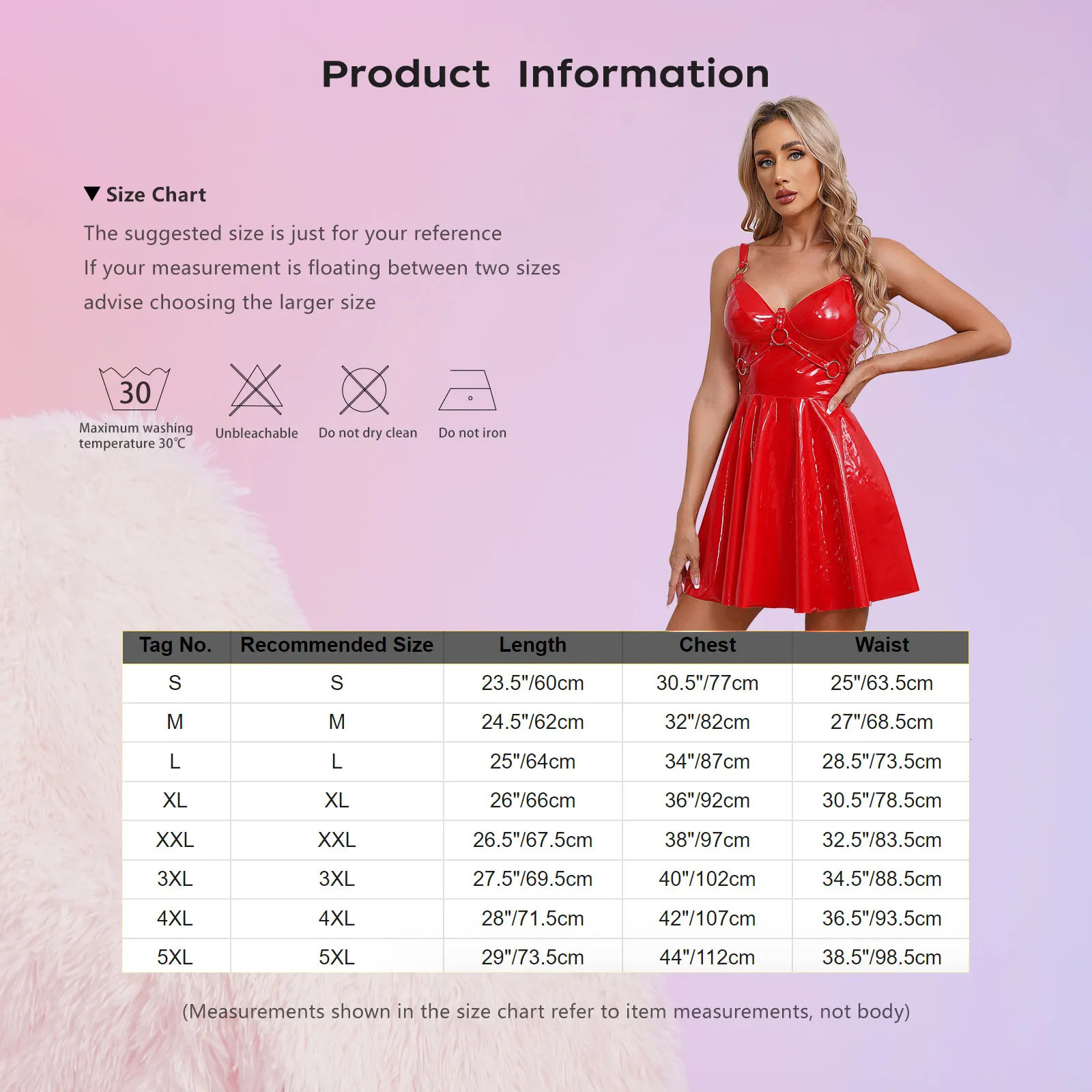 Womens patented leather anti slip latex dress A-line strap zipper mini dress with O-ring rivets wet appearance Gothic punk club uniform 241205