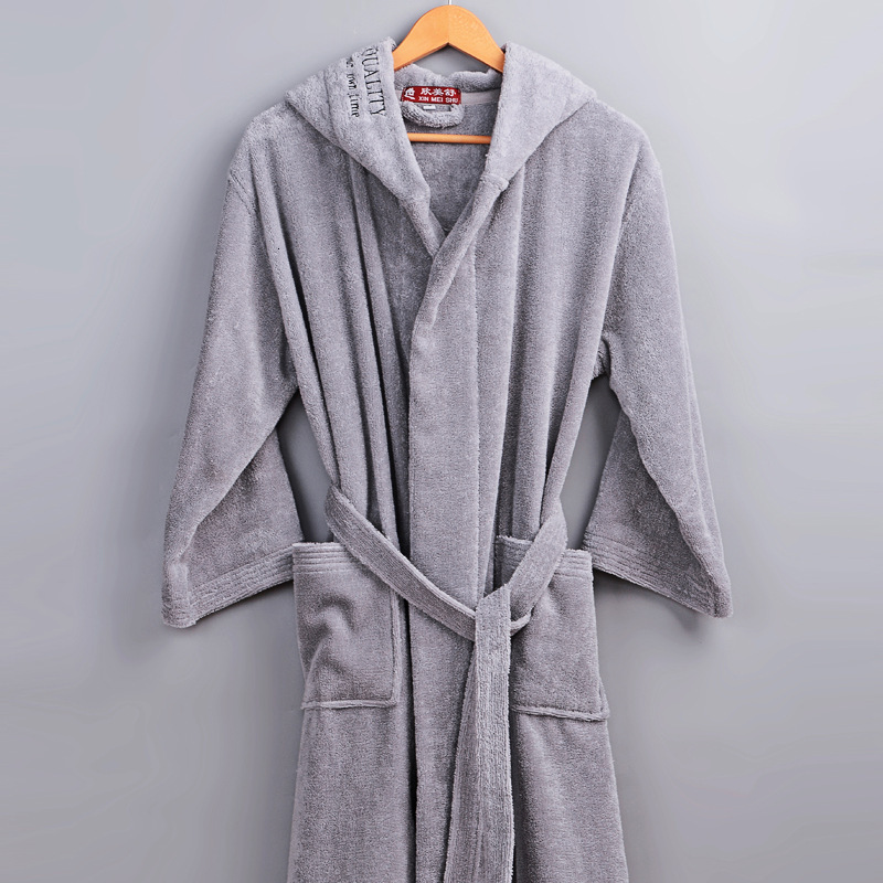 Designer's new hotel pure cotton bathrobe couple winter thick hooded men's and women's towel cloth sleepwear home clothes