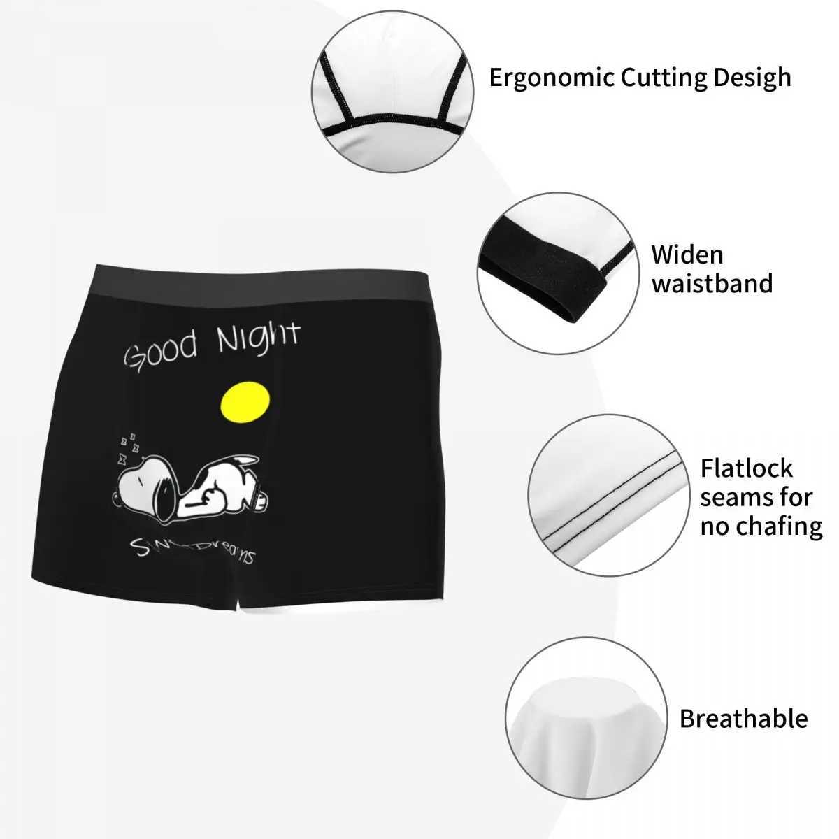 Customized S-Snoopys Mens Breathable Cartoon Boxing Underwear Shorts Mens Soft Underwear X241207