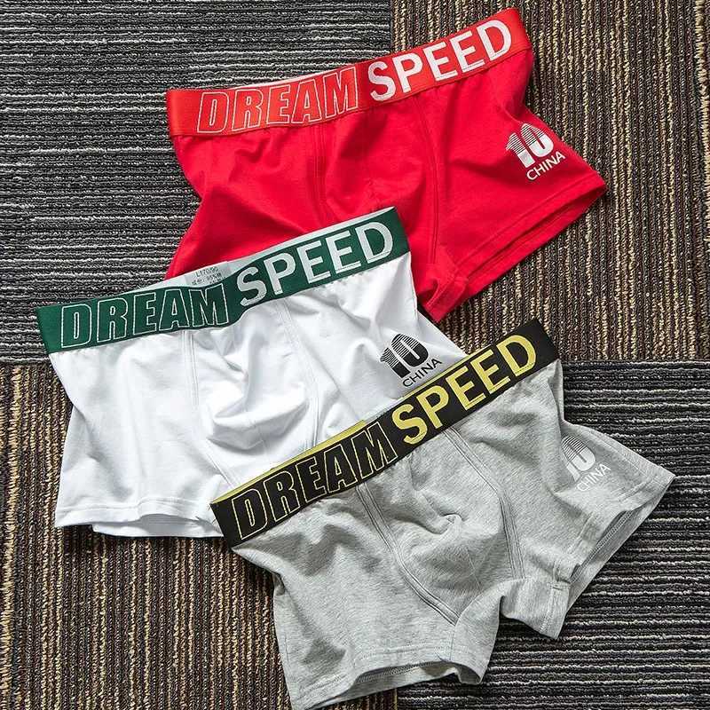 Mens sexy underwear pure cotton boxer shorts breathable sports trend teenagers high school students boxing shorts X241207