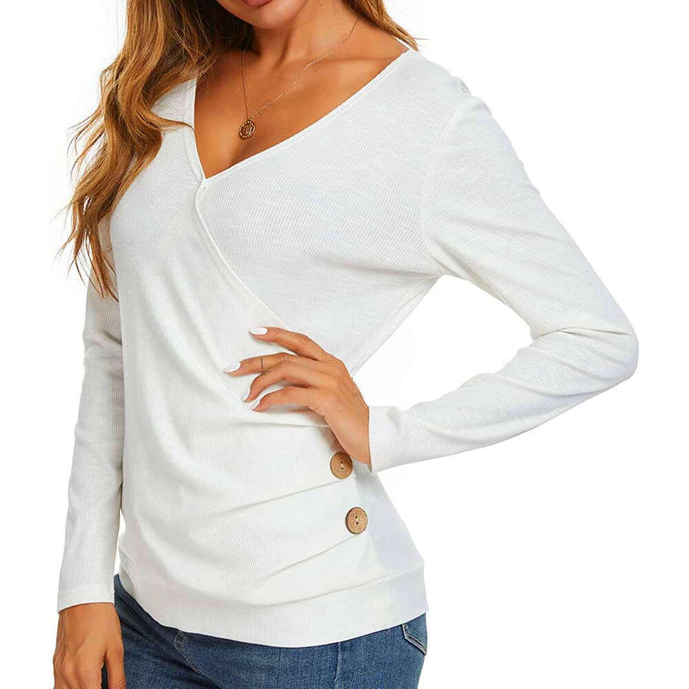 2020 Spring and Autumn O' Women's Wrap Top V-neck Waist Long Sleeve T-shirt Shirt for Women 2024 New Casual Versatile Fashion Clothing