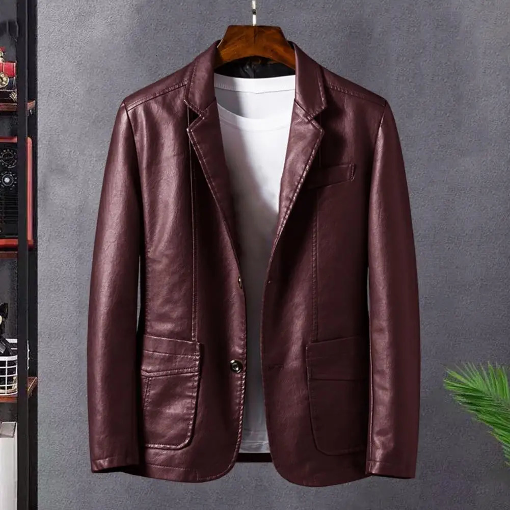 2024 Autumn Men Black Biker PU Leather Coat Korean Fashion Pu Jacket Trend Casual Fit Slim Baseball Clothes 241202