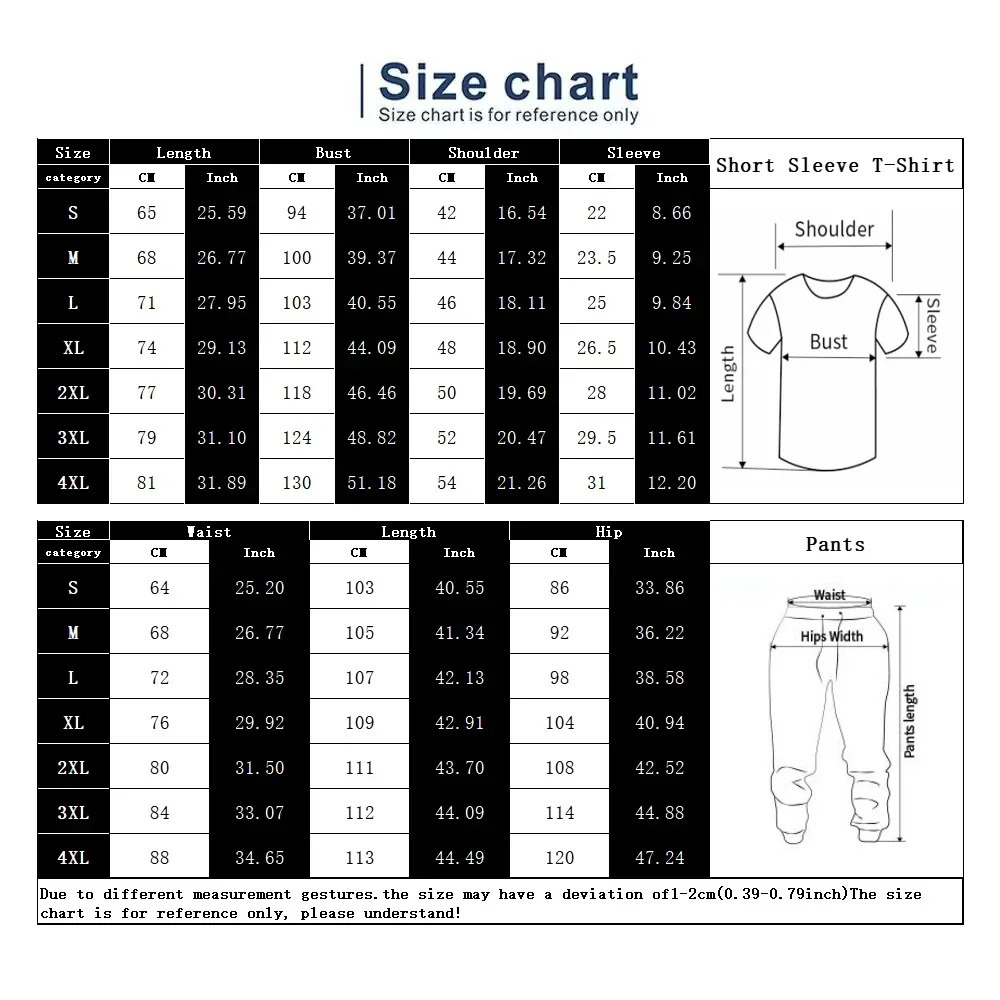 Mens Trouser Tracksuit 2-piece 3D Printed Summer Fashion Sports Style Short Sleeve T-shirtPants Street Clothing 241205