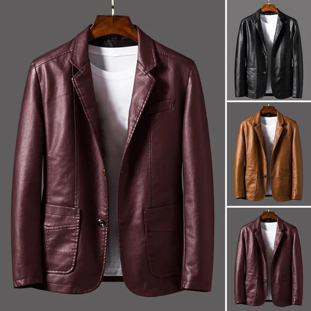 2024 Autumn Men Black Biker PU Leather Coat Korean Fashion Pu Jacket Trend Casual Fit Slim Baseball Clothes 241202