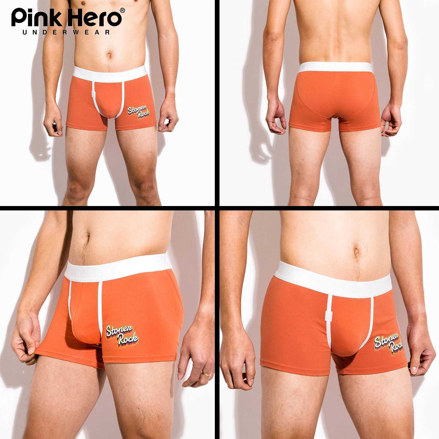 3 pieces of mens boxer dresses PINKHERO 549 innovative printed elastic fashionable comfortable and soft young underwear without rolled Trouser legs X2