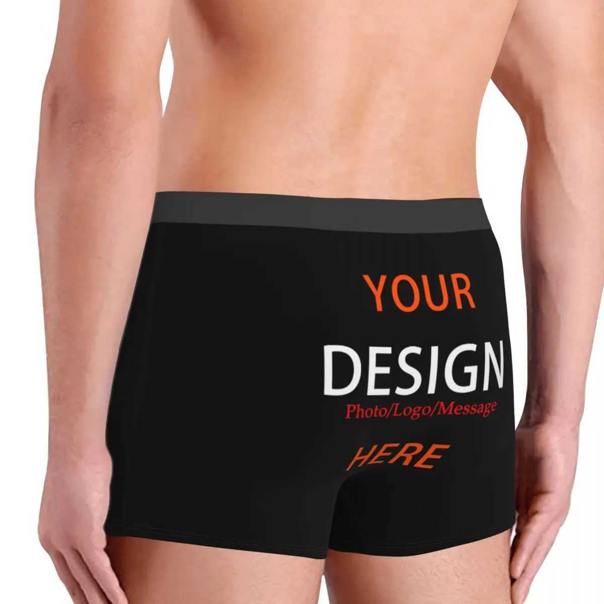 Customize your photo information underwear mens printed DIY design boxing shorts underwear soft underwear X241207
