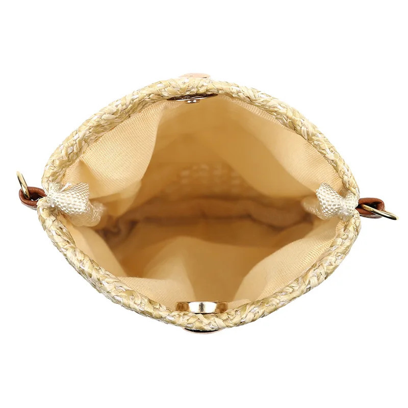 Fashion Women Straw Ladies Crossbody Messenger Bag Summer Bohemia Beach Rattan Shoulder Small Solid Mobile Phone Coin Purse 241203