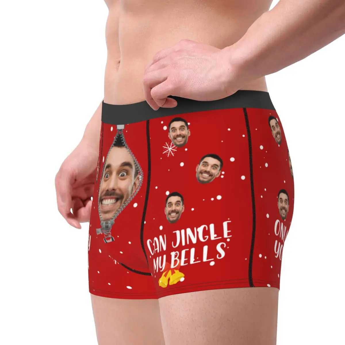 Christmas Gift Customization Facial Personalized Photo Mens Long Underwear Boxing Shorts Printed Soft Underwear X241207
