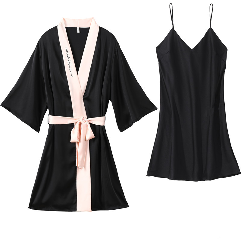 B491-Modal nightdress women's summer loose large size thin home clothes leisure medium and long sleeveless dress can be worn outside