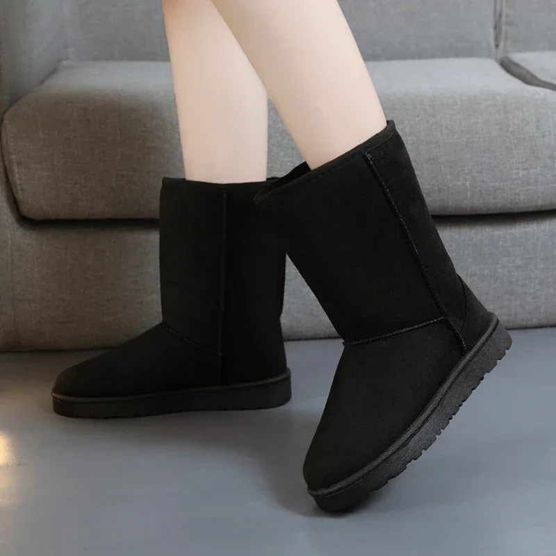 casual and comfortable winter round toe thick sole solid color warm fashionable midrange snow boots 241206