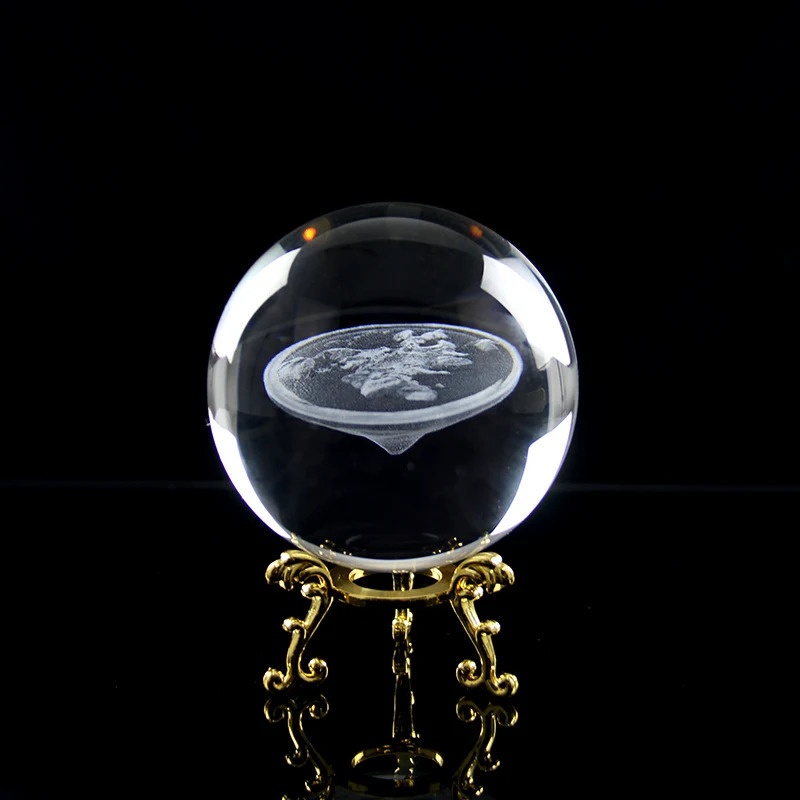 Flat Earth Model Crystal Ball with Colorful LED Base Night Light Souvenir Birthday Gift Office Home Decoration 241206