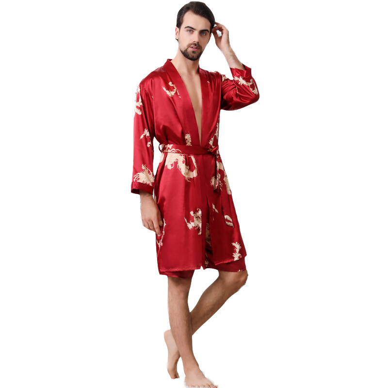 2025 Designer s trend new summer silk inspired couple pajamas men s kimono bathrobe cardigan wool sweater bathrobe