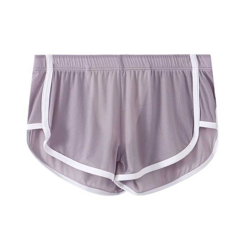 Mens ice silk arrow shorts boxing shorts mid waist quick drying thin underwear loose breathable underwear X241207