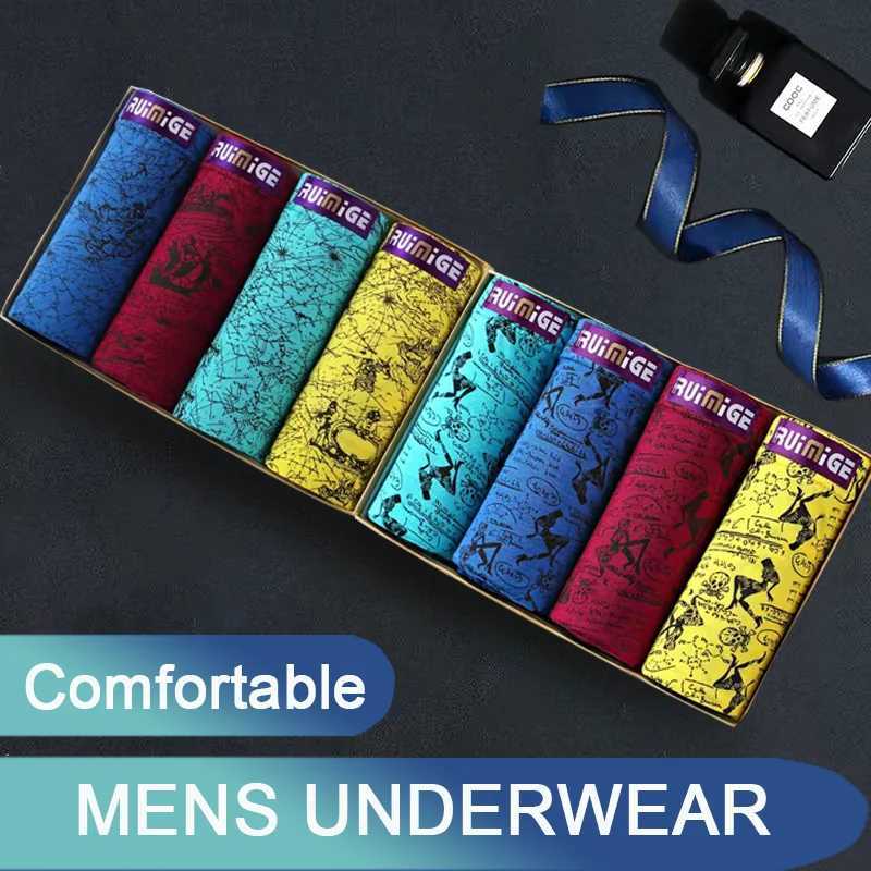8 pieces of mens boxing underwear Modal underwear Comfortable stretch wide boxing underwear Plus size XXXL mens underwear boxing shorts X241207