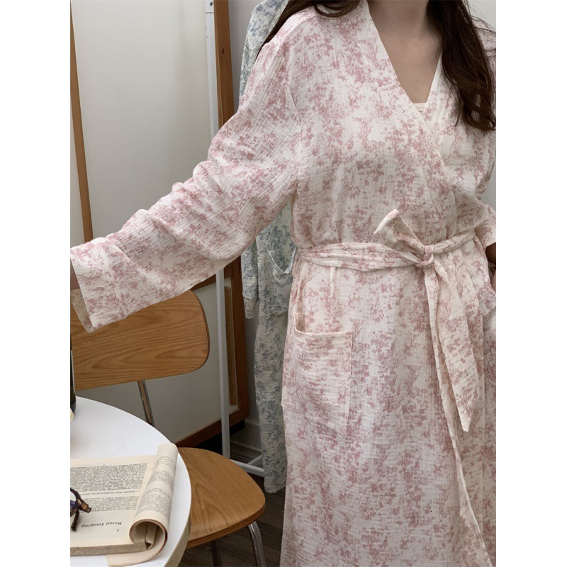 2025 Designer s fashion autumn new INS Korean gentle lazy long sleeved home nightgown bathrobe sweet girl