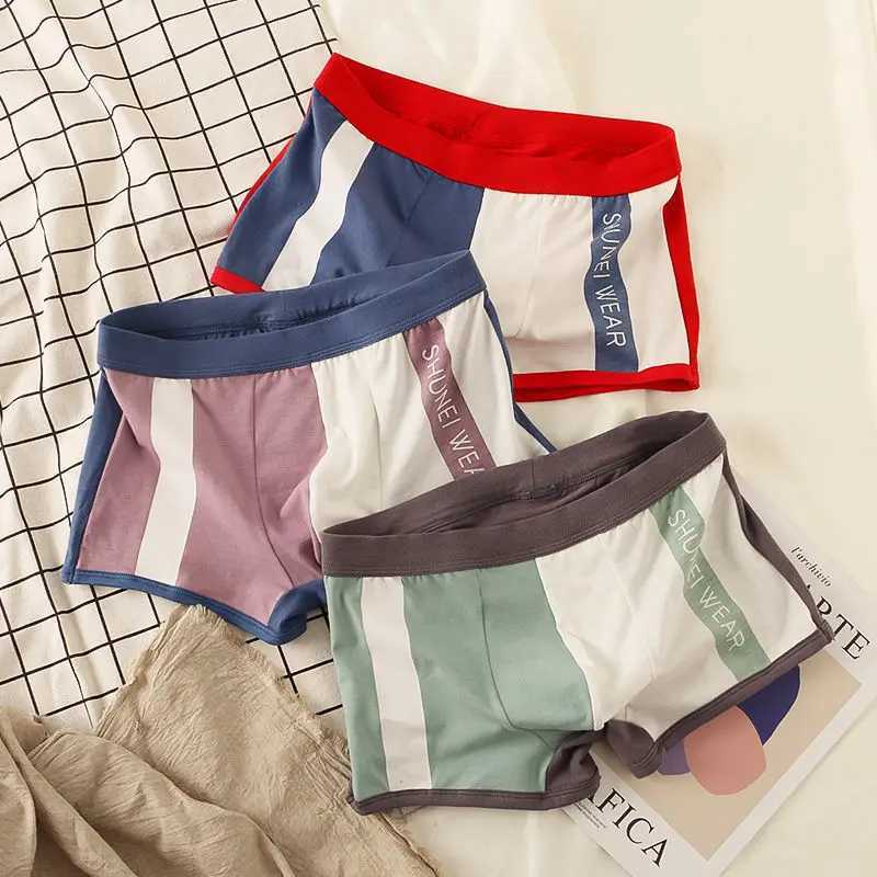 3 pieces/set mens underwear pure cotton personalized boxer breathable and comfortable printed underwear X241207