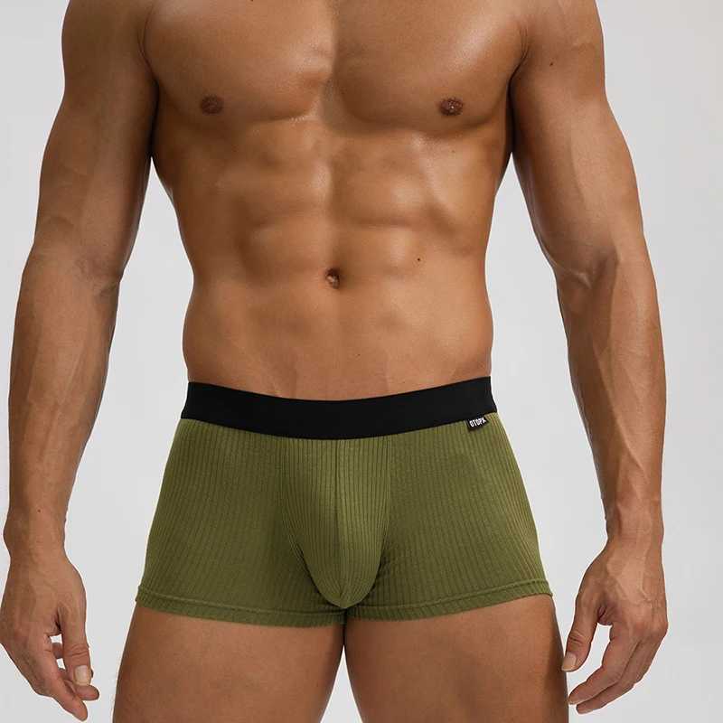 High quality sexy mens underwear boxing shorts breathable soft underwear U-shaped raised pocket boxing shorts Cueca Calzoncillos underwear X241207