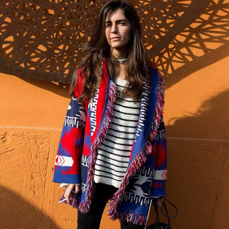 White Grey Oversized Knitted Coat Fringe Hem Belted Women Streetwear Winter Cardigan Jacket