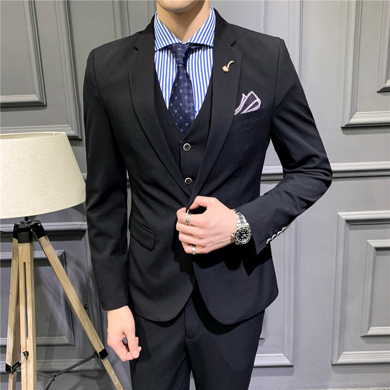 M1114 New Men's Suit Groom and Best Man Dress Set Korean Slim Fashion
